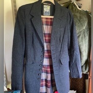 Vintage Free People Houndstooth Riding Jacket